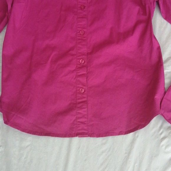 HOT PINK SUZY SHIER WOMEN'S BASIC LONG SLEEVE BUTTON DOWN SHIRT - Picture 3 of 4